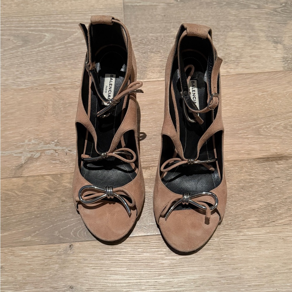 Balenciaga Women's Beige Suede Heels